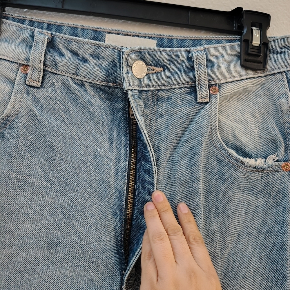 ROLLA'S Elle Garage Worn Blue Distressed Straight Leg Jeans Sz 26 High Rise - Picture 10 of 16